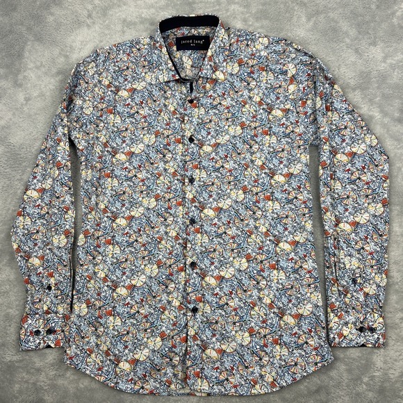 Jared Lang Men's Size M Cotton Long Sleeve Casual Shirt Blue Bicycle Basket - Picture 2 of 7